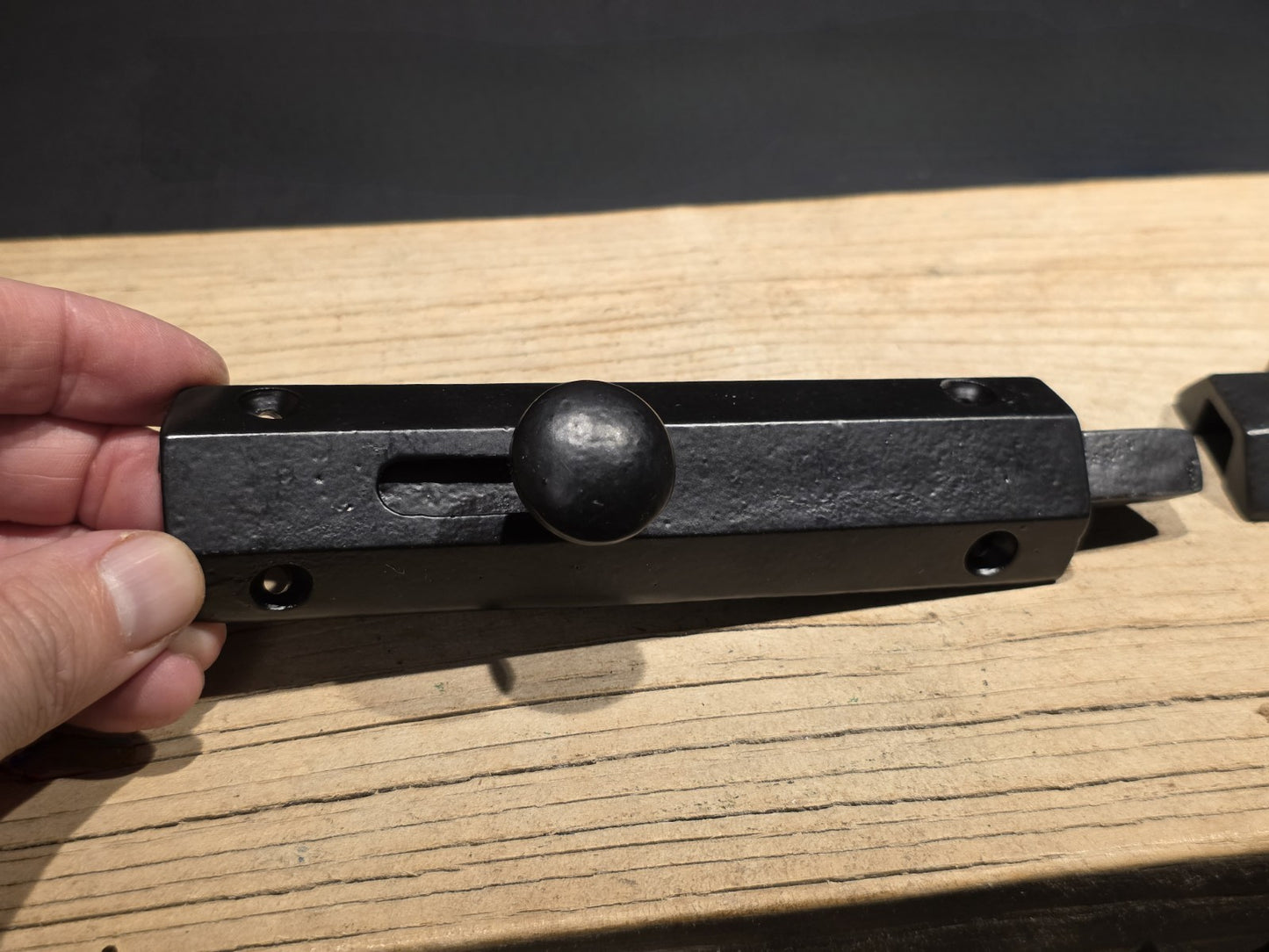 6" Black Retro Modern Style Iron Slide Door Latch Lock