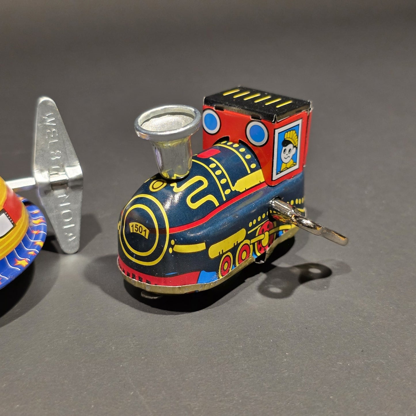Vintage Tin Litho Wind-Up 5 Toy  Lot – Robot UFO Bird Train Cricket