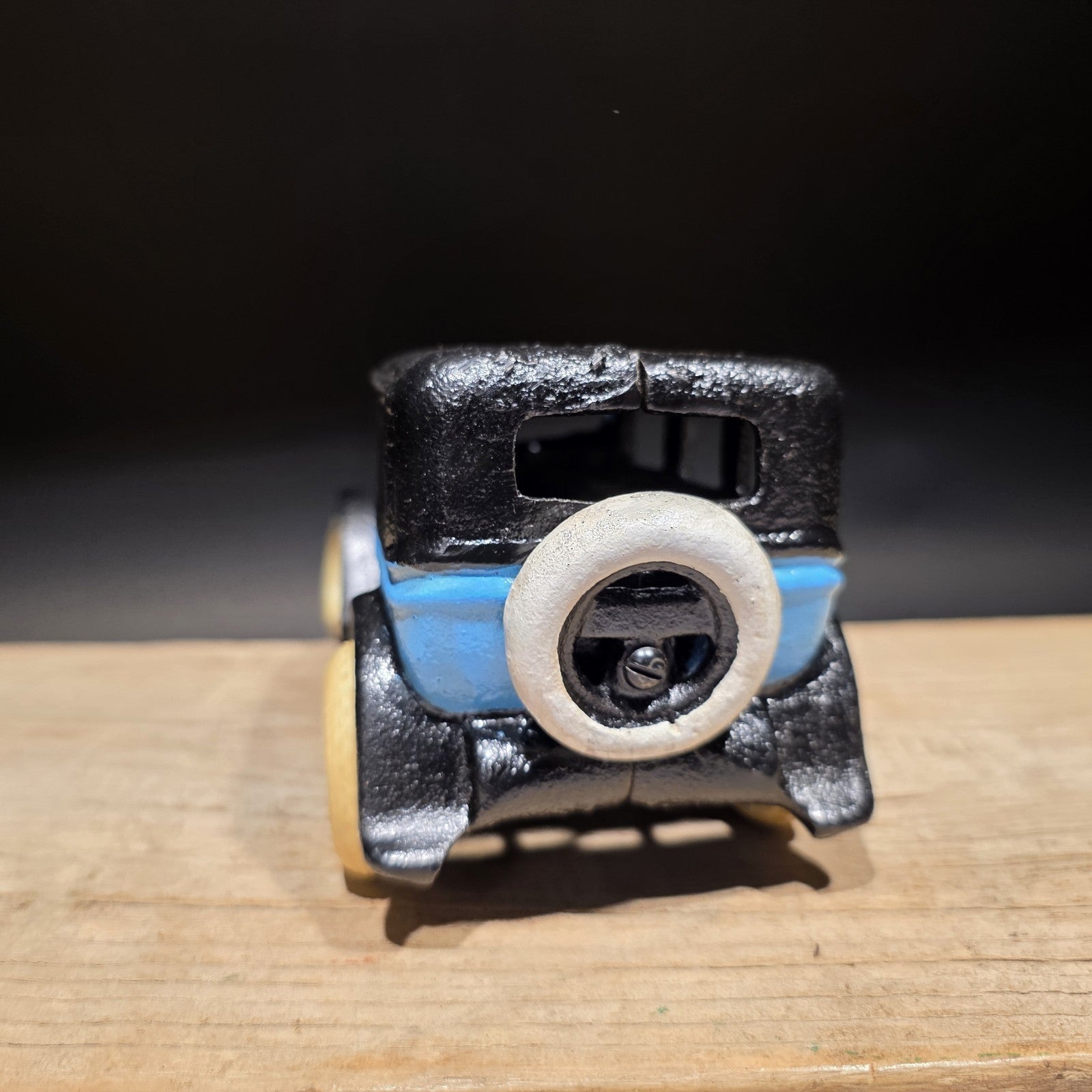 8" Antique Vintage Style Blue Cast Iron Toy Race Car
