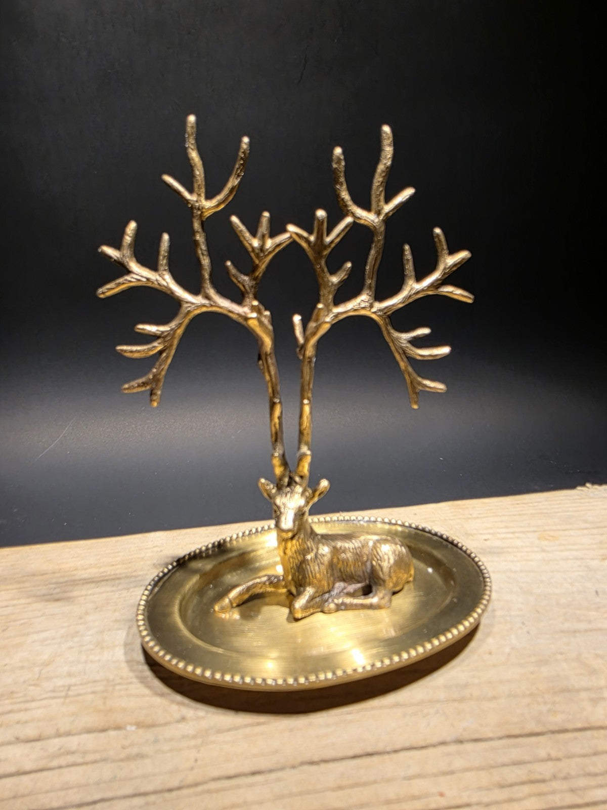 Antique Vintage Style Antique Brass Deer Jewelry Holder