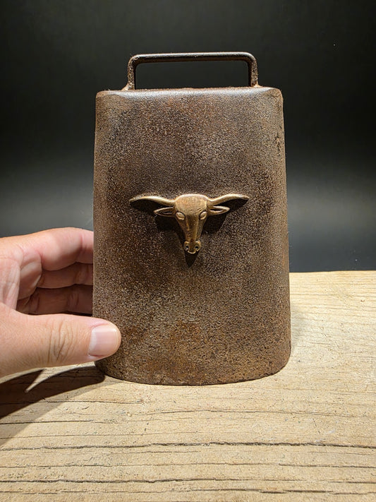 6 3/4" Primitive Vintage Antique Style Hand Wrought Iron Cow Bell