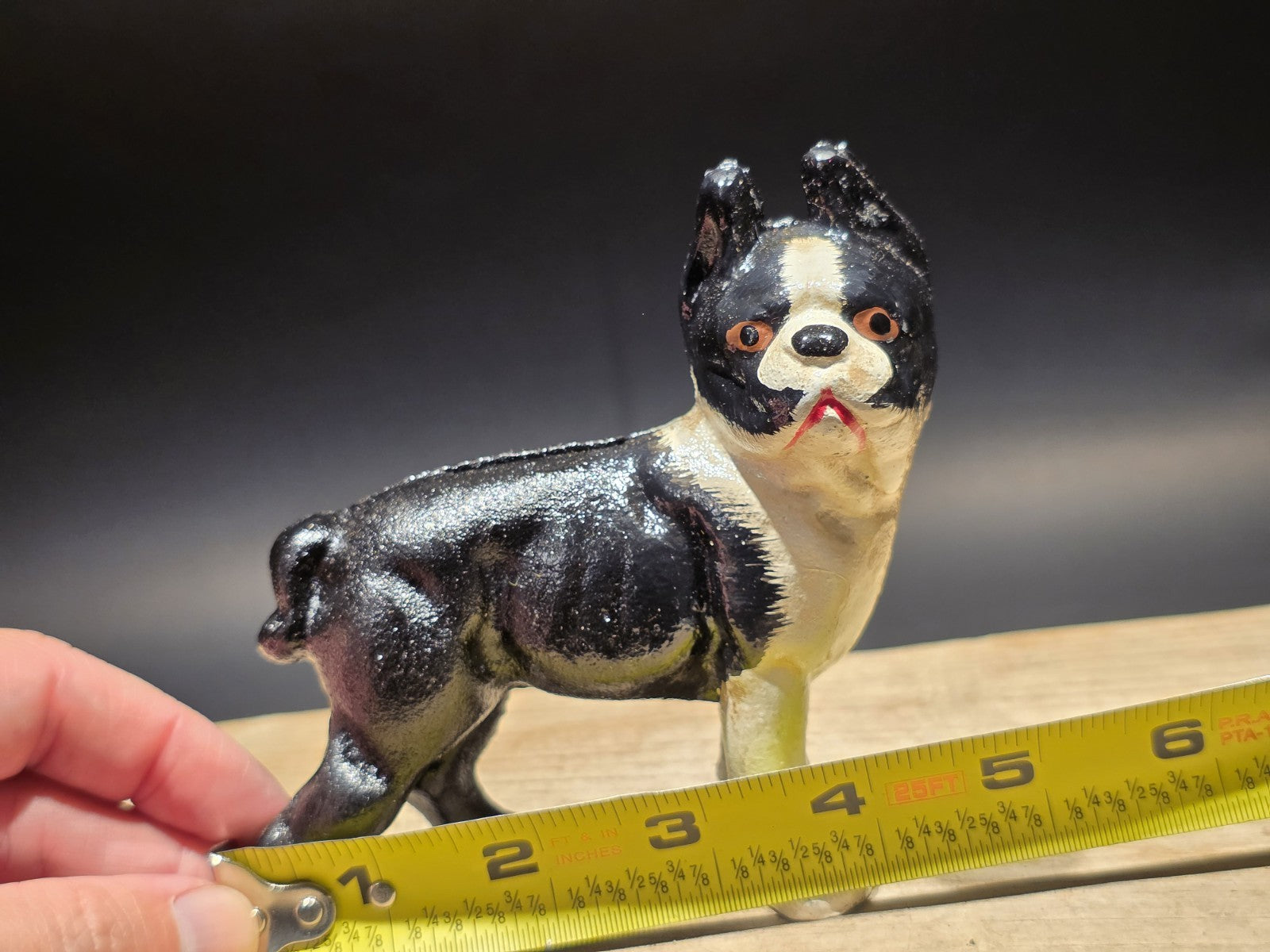 5" Antique Style Cast Iron Boston Terrier Dog Door Stop Coin Bank