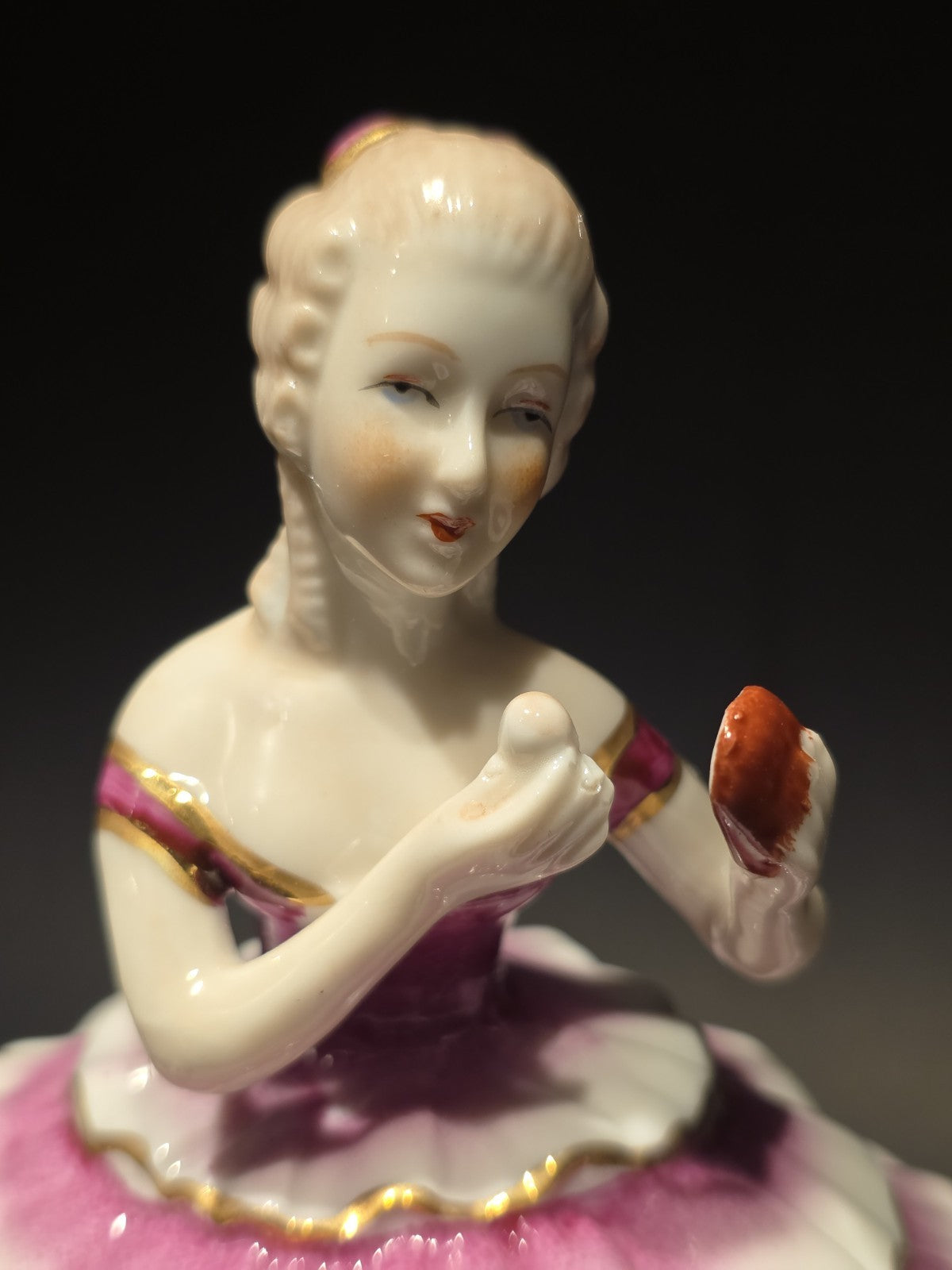 6"  Vintage Style Porcelain Half Doll Powder Box Lady Figurine Vanity Trinket