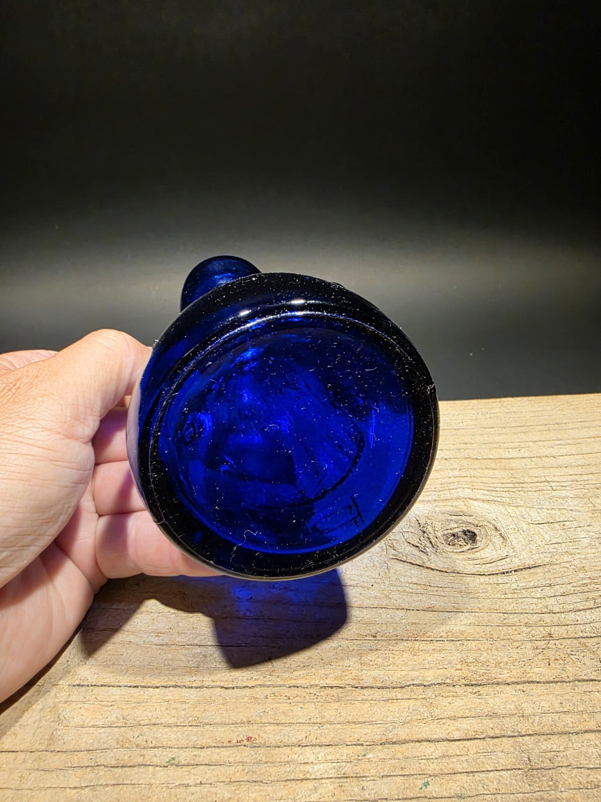 7" Vintage Style Cobalt Blue Depression Glass Lady Bottle