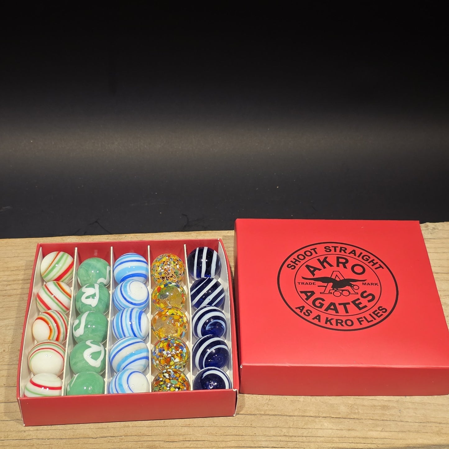 Akro Agates Vintage Style Box Set of Marbles
