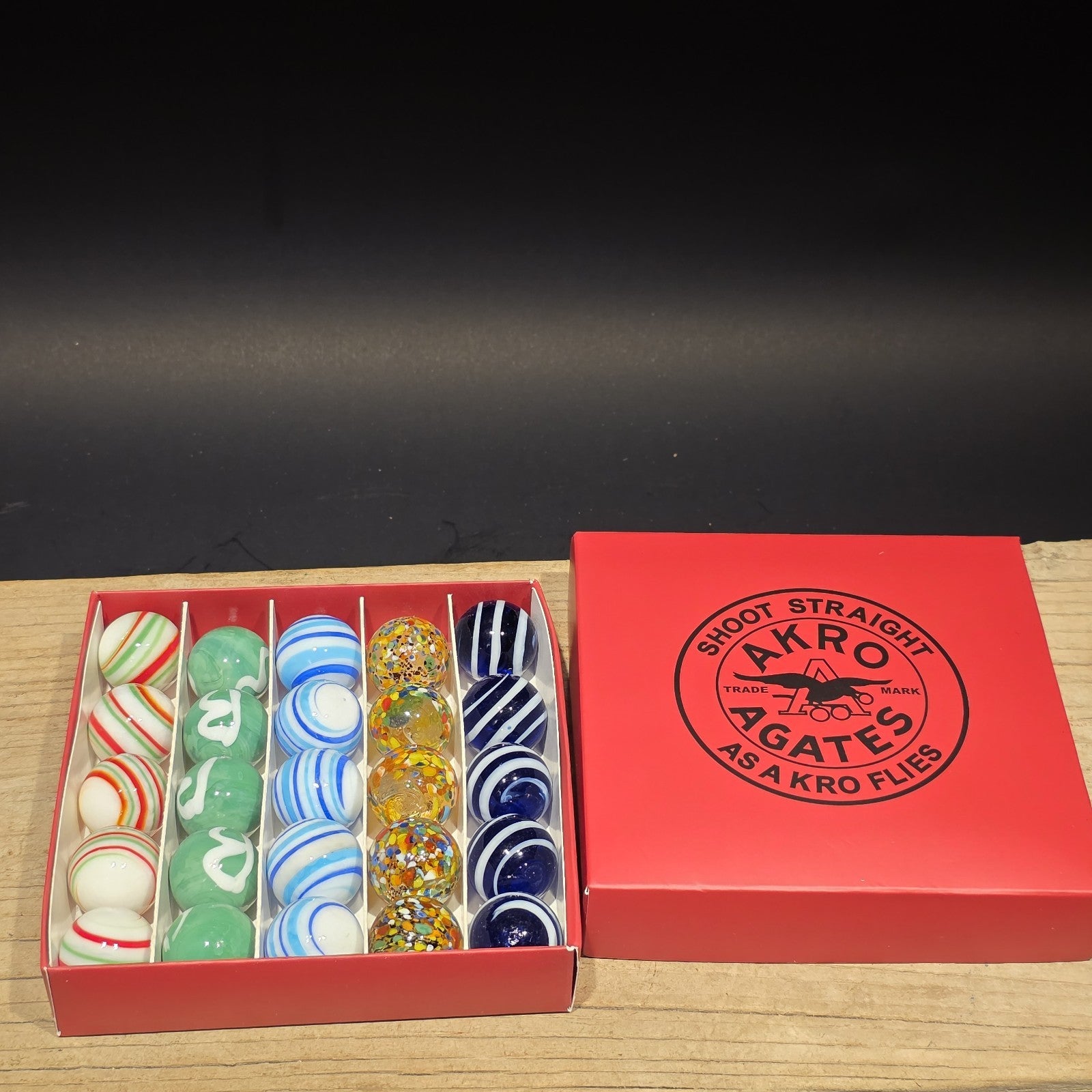 Akro Agates Vintage Style Box Set of Marbles