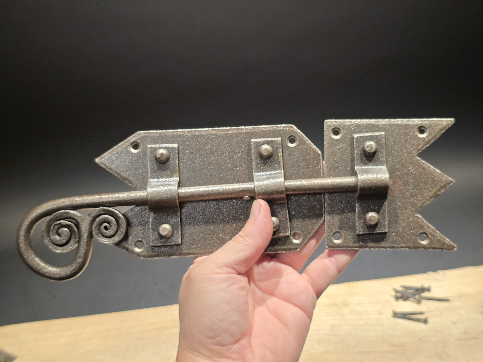 Antique Style Pennsylvania German  Slide Latch Hand Forged Primitive Iron