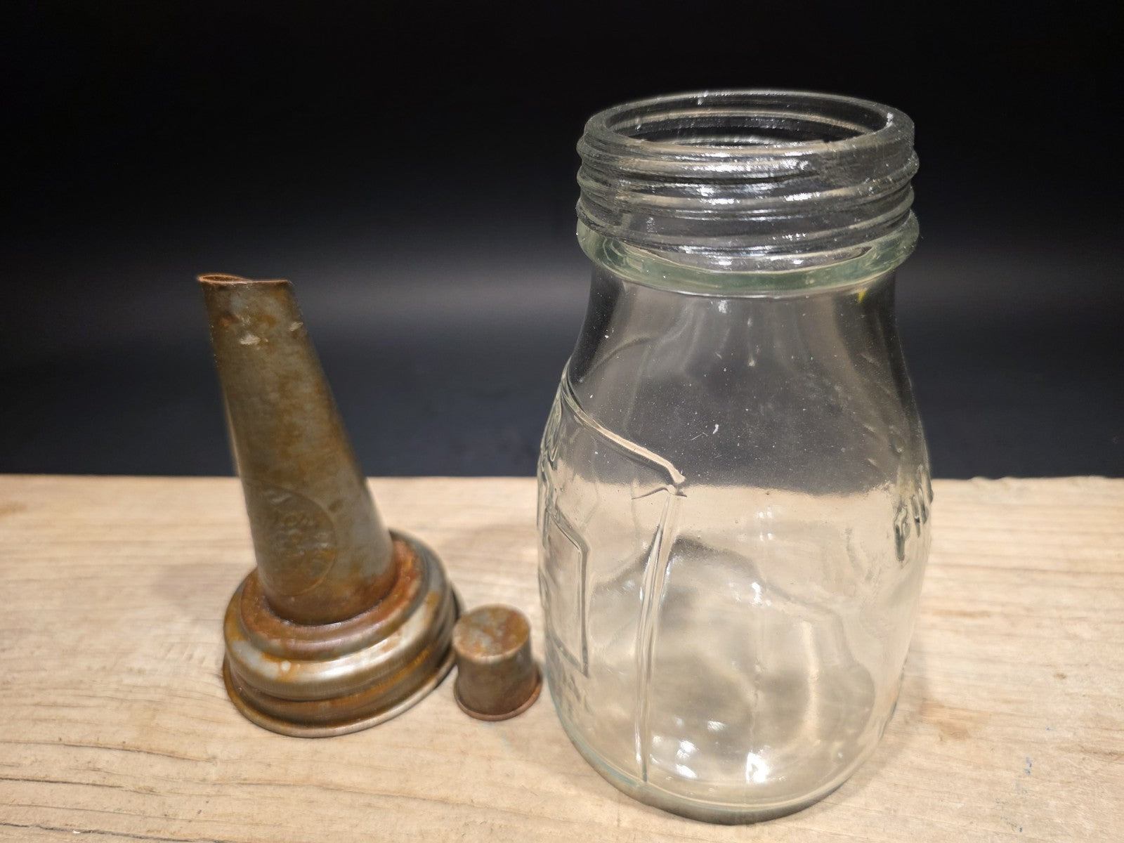 1930s Style Glass Farmall Oil Bottle w Spout