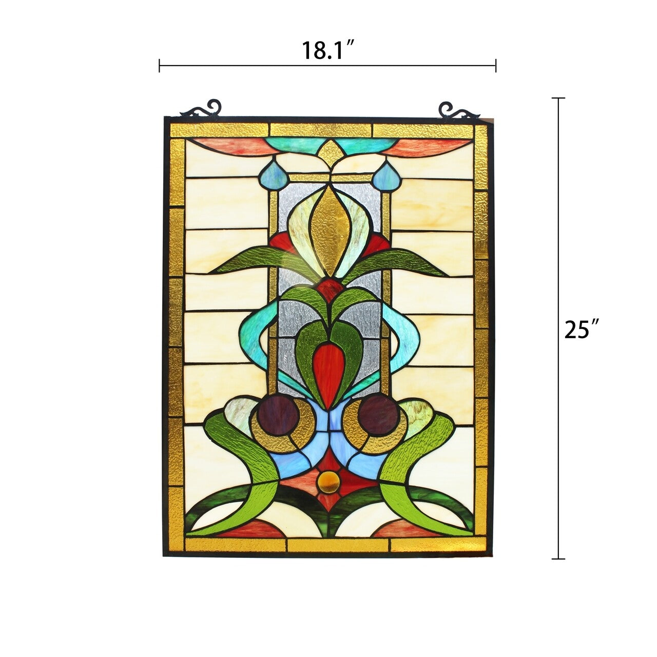 25" Rectangle Stained Glass Hanging Window Pane Suncatcher