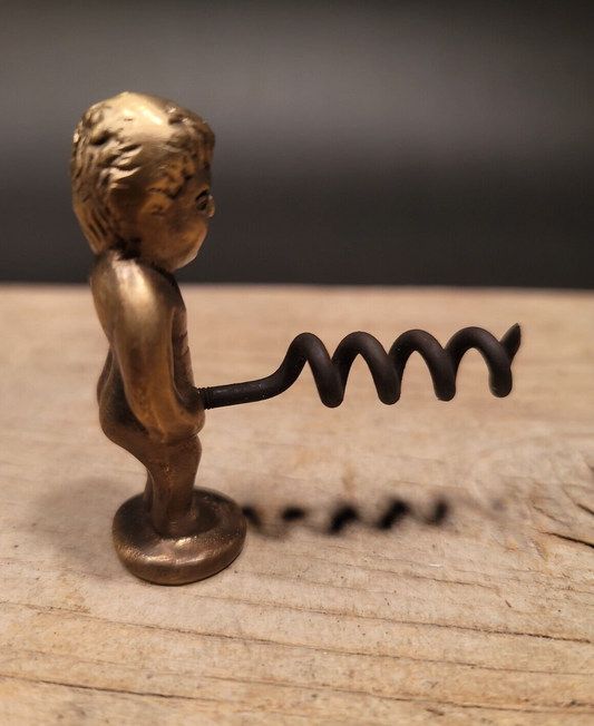 Primitive Antique Vintage Style Brass & Iron Corkscrew