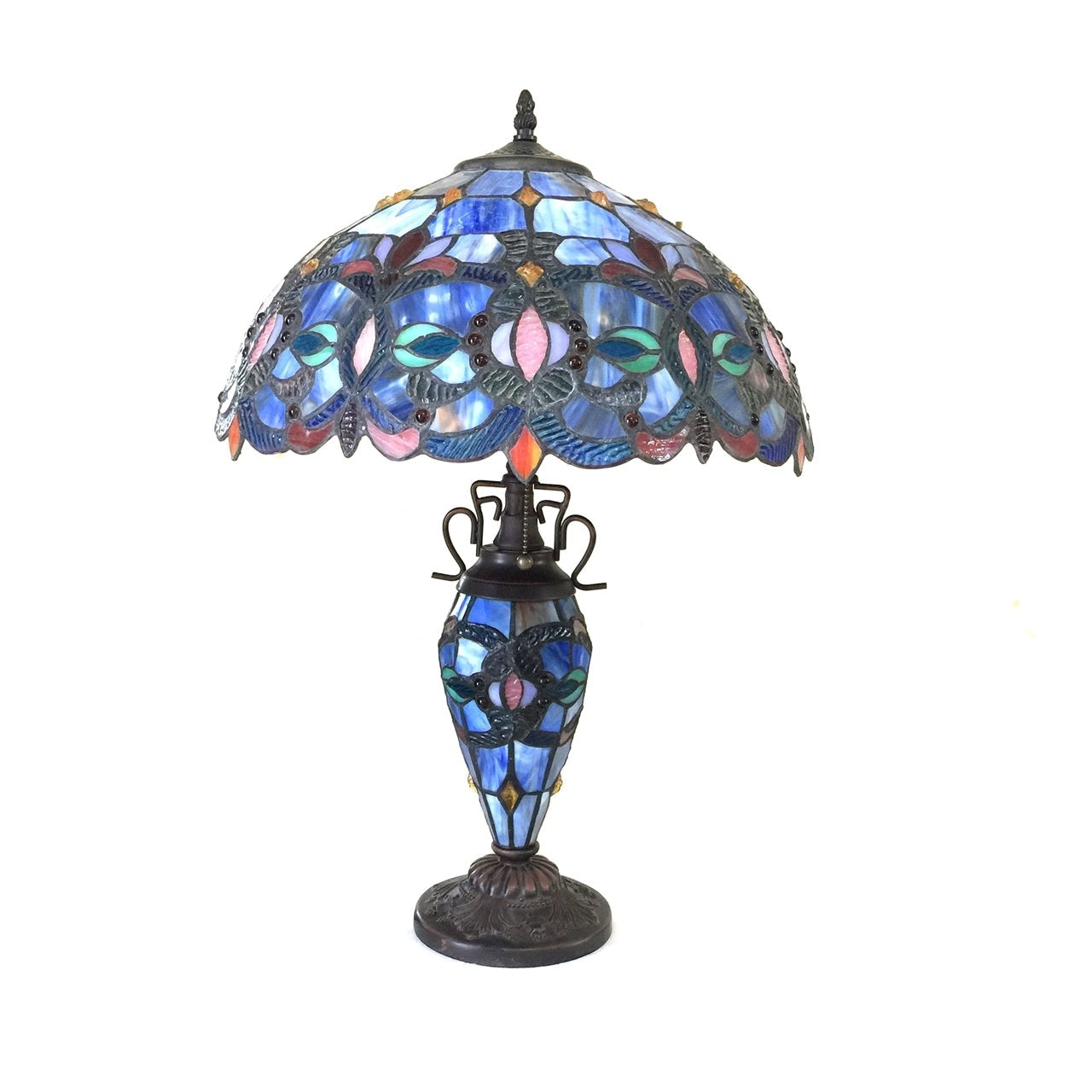 24 1/2" Cobalt Blue Stained Glass Lit Base Table Lamp
