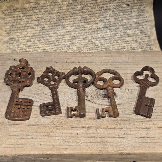 Antique Style Large Iron Skeleton Key Collection Set of 5