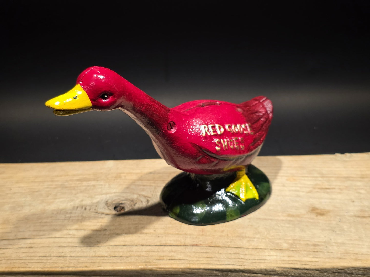 9" Vintage Style Red Goose Shoes Cast Iron Goose Bank  Advertising Bank