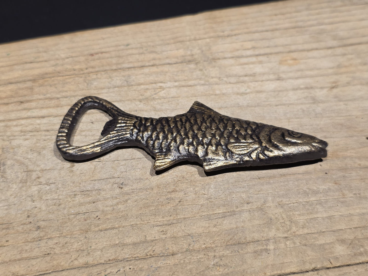 5" Vintage Style Antique Brass Cast Iron Fish Bottle Opener bar tool
