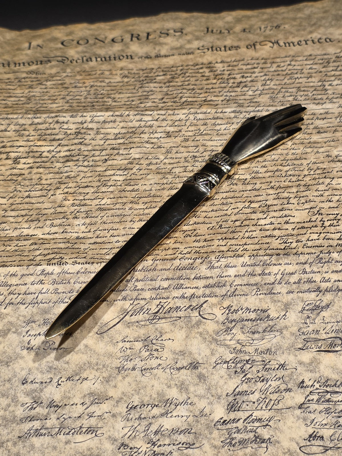 Vintage Style Brass Heart in Hand Friends Love Truth Odd Fellows Letter Opener
