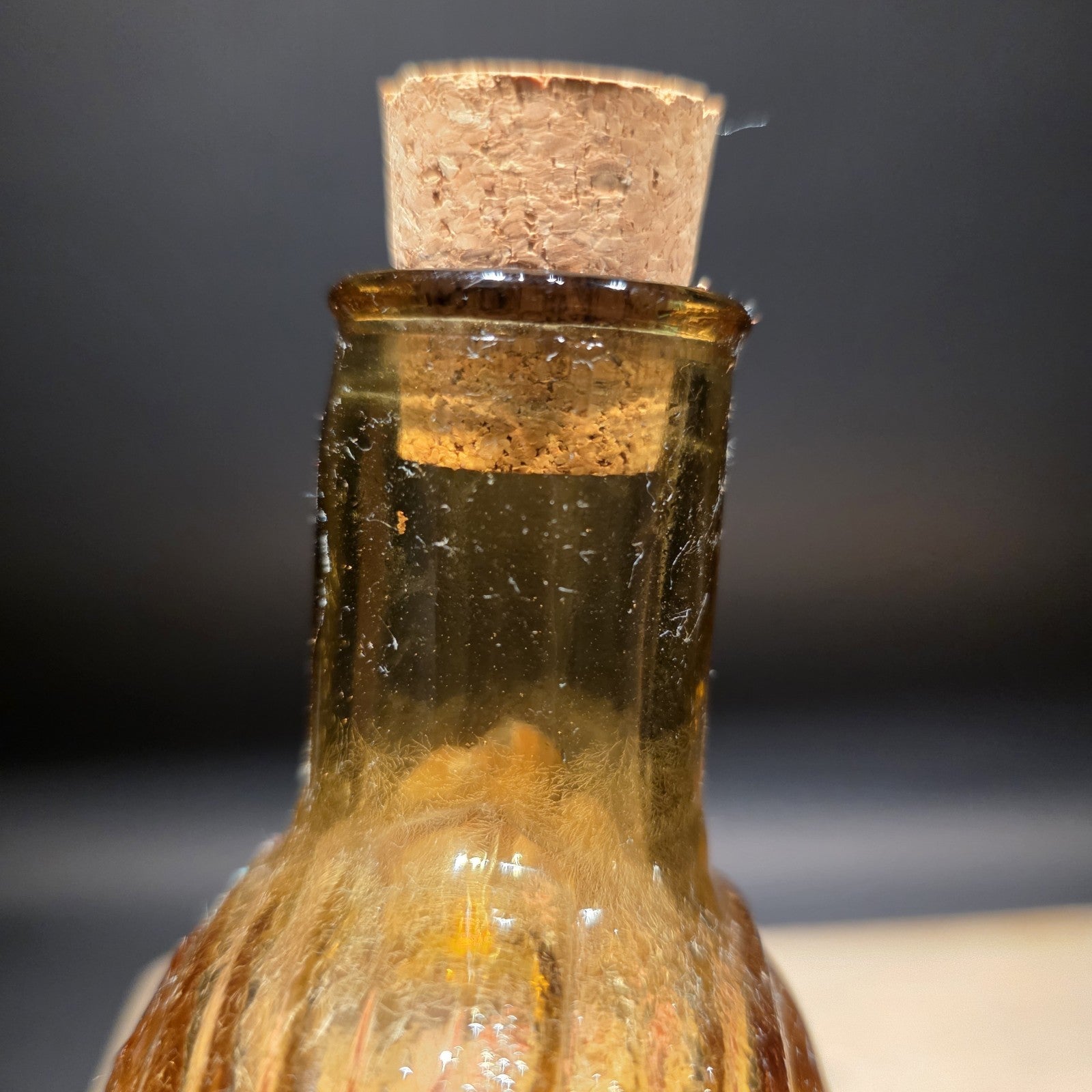 8" Vintage Style Amber Glass Abraham Lincoln Decanter Flask Bottle