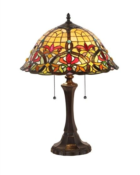 22" Antique Vintage Style Stained Glass Table Lamp