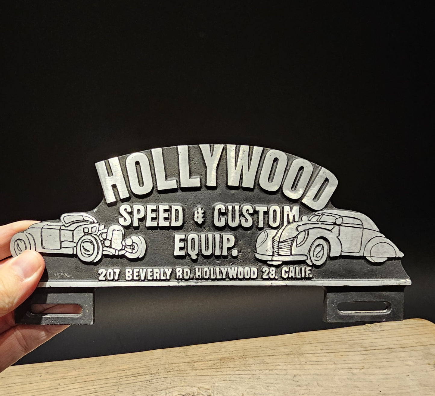Vintage Style Aluminum Holywood License Plate Fob Topper