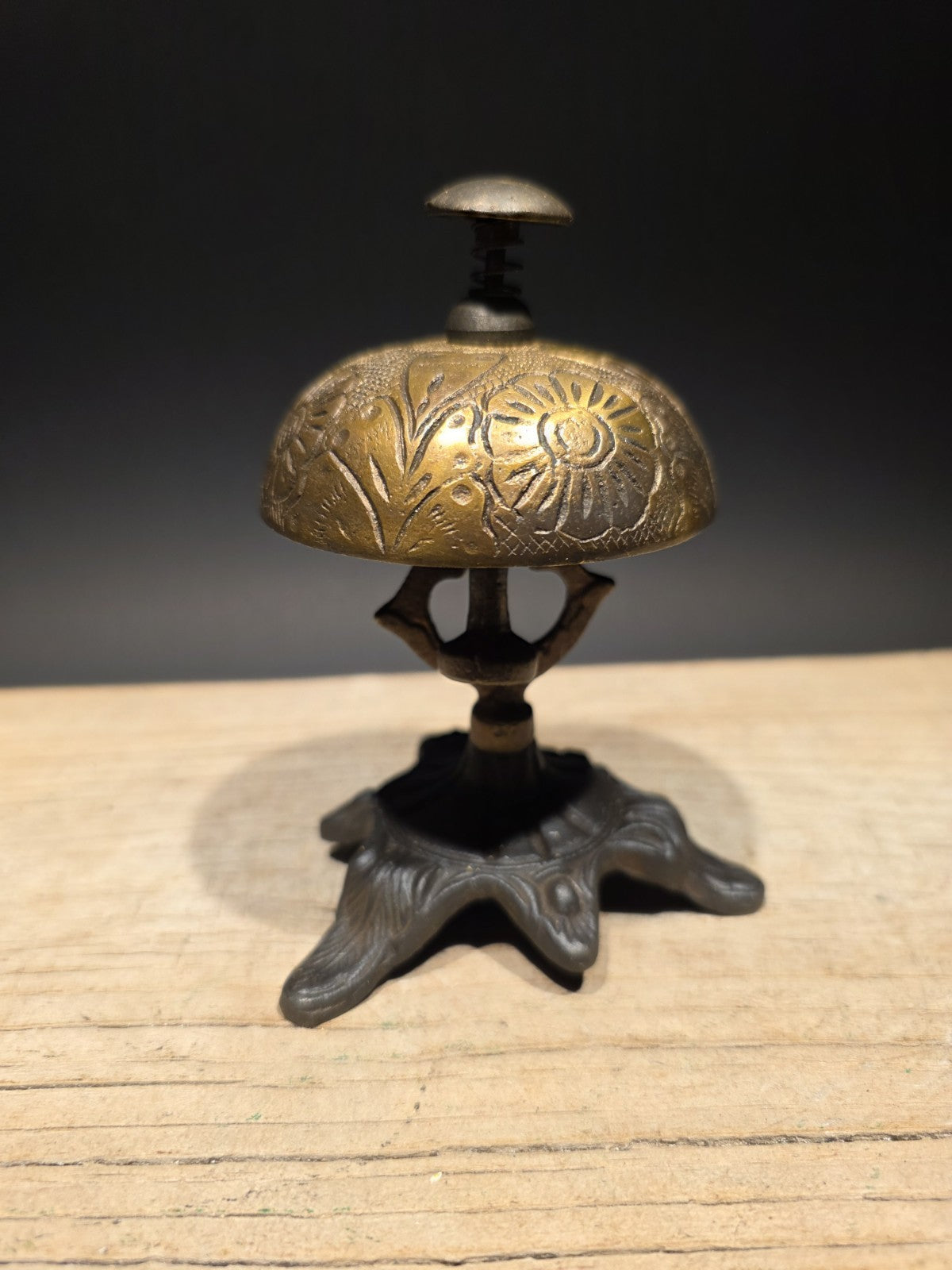 Antique Vintage Style Ornate Brass Table Desk Bell