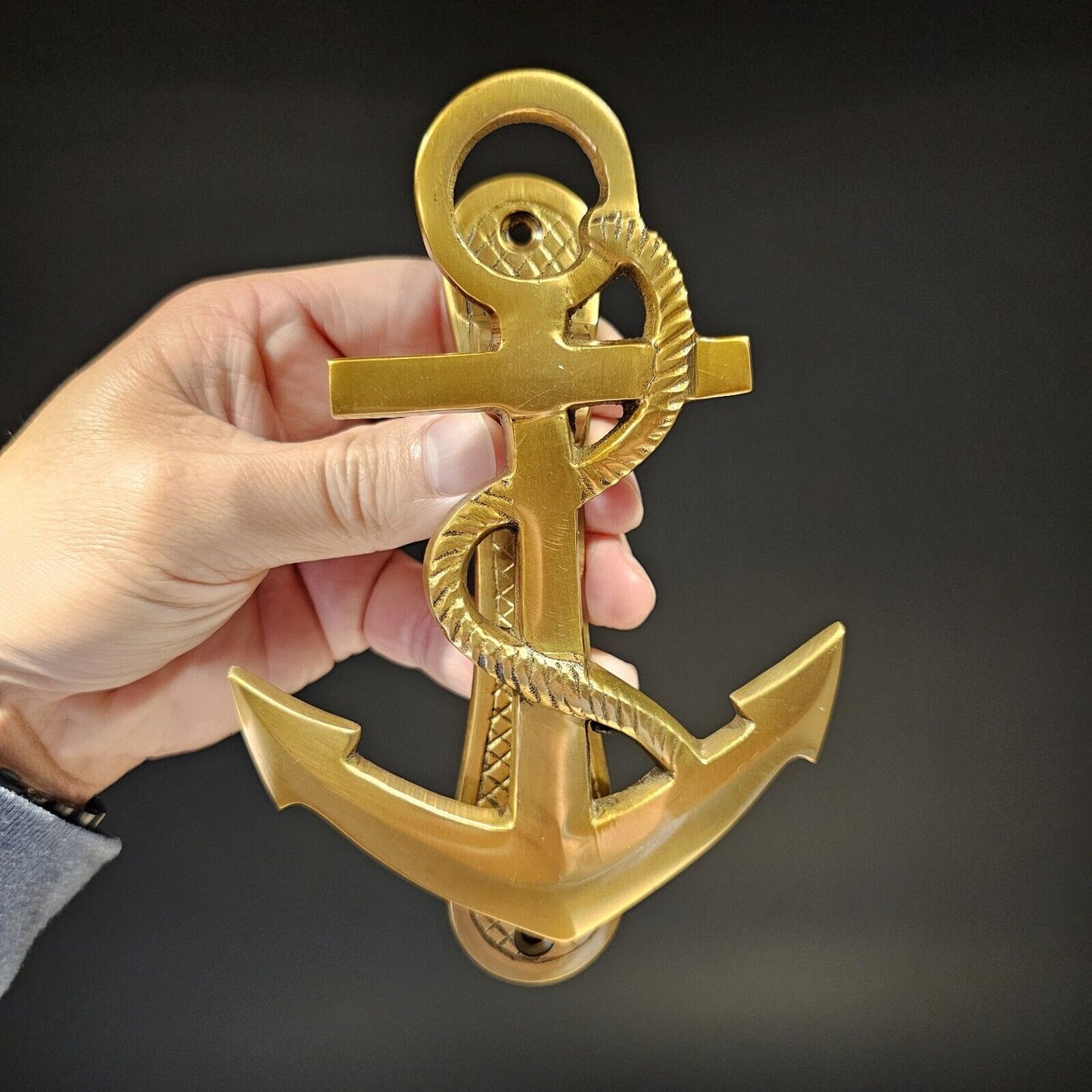 6-1/2" Antiqued Brass Anchor Door Knocker - Antique Vintage Style