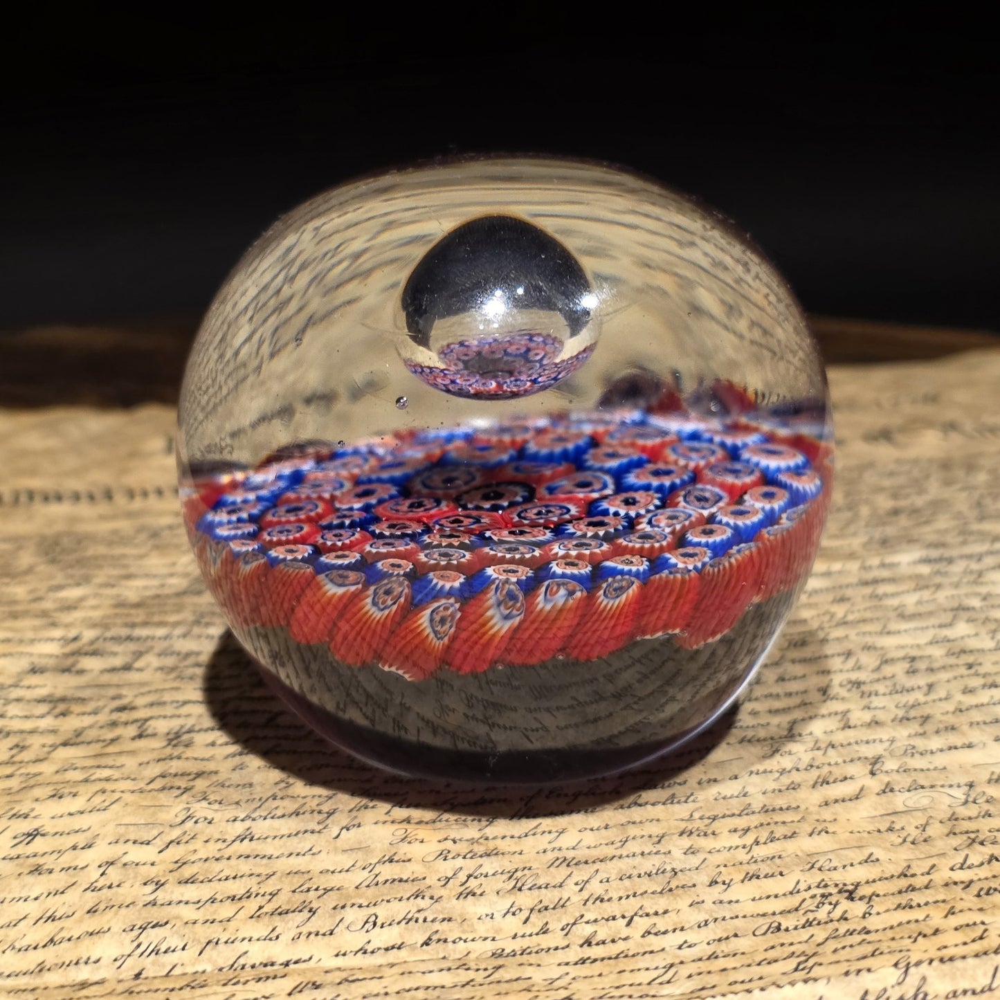 Millefiori Art Glass Paperweight – Murano Style Cane Glass Desk Weight
