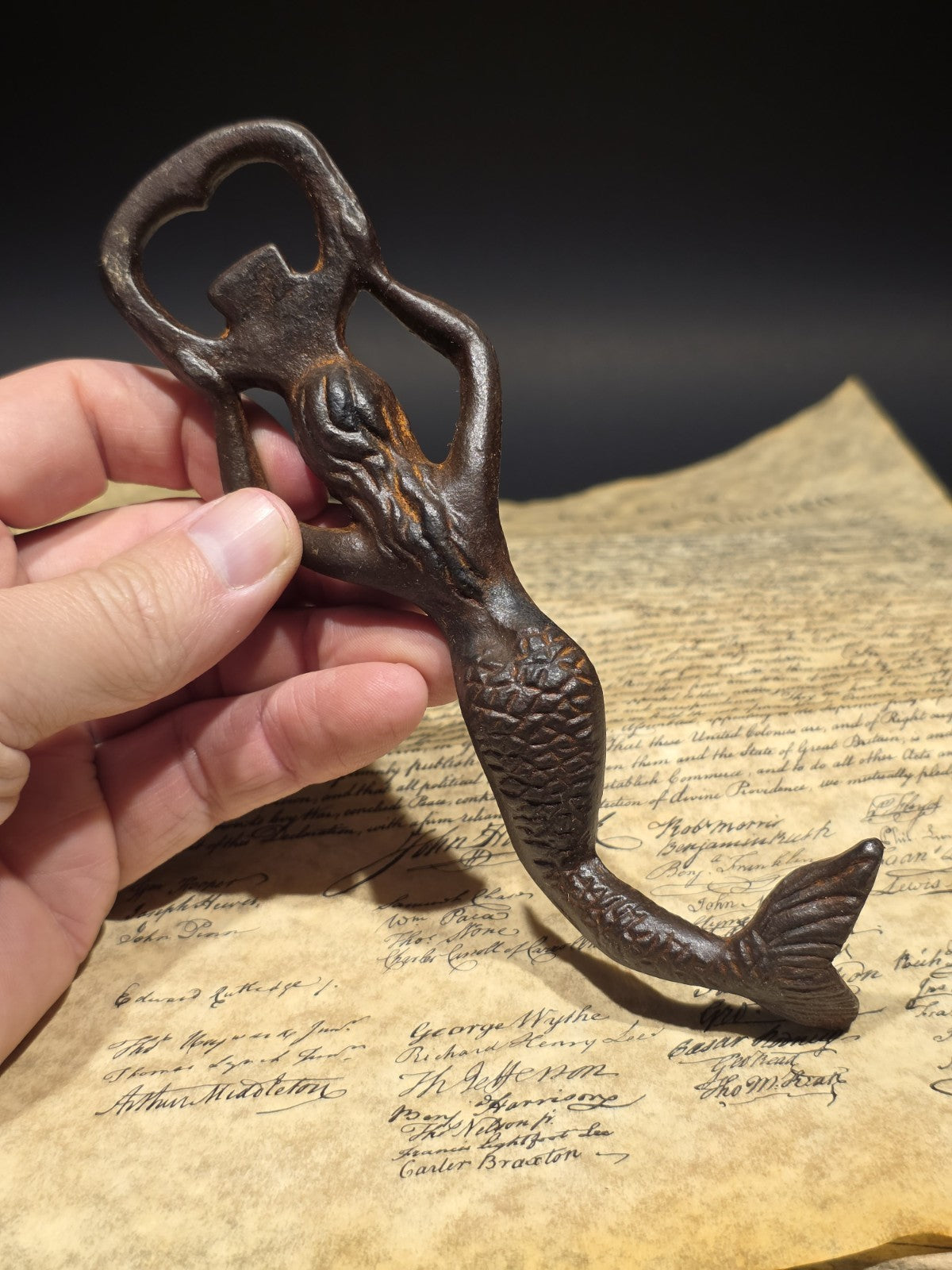 7" Vintage Style Cast Iron Mermaid Bottle Opener Coastal Bar Tool