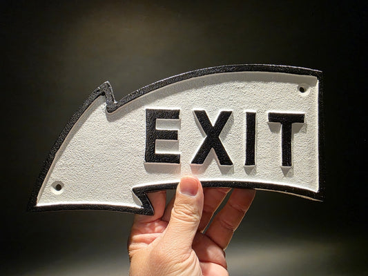 9 1/2" Vintage Style Cast Iron Arrow Exit Plaque Sign
