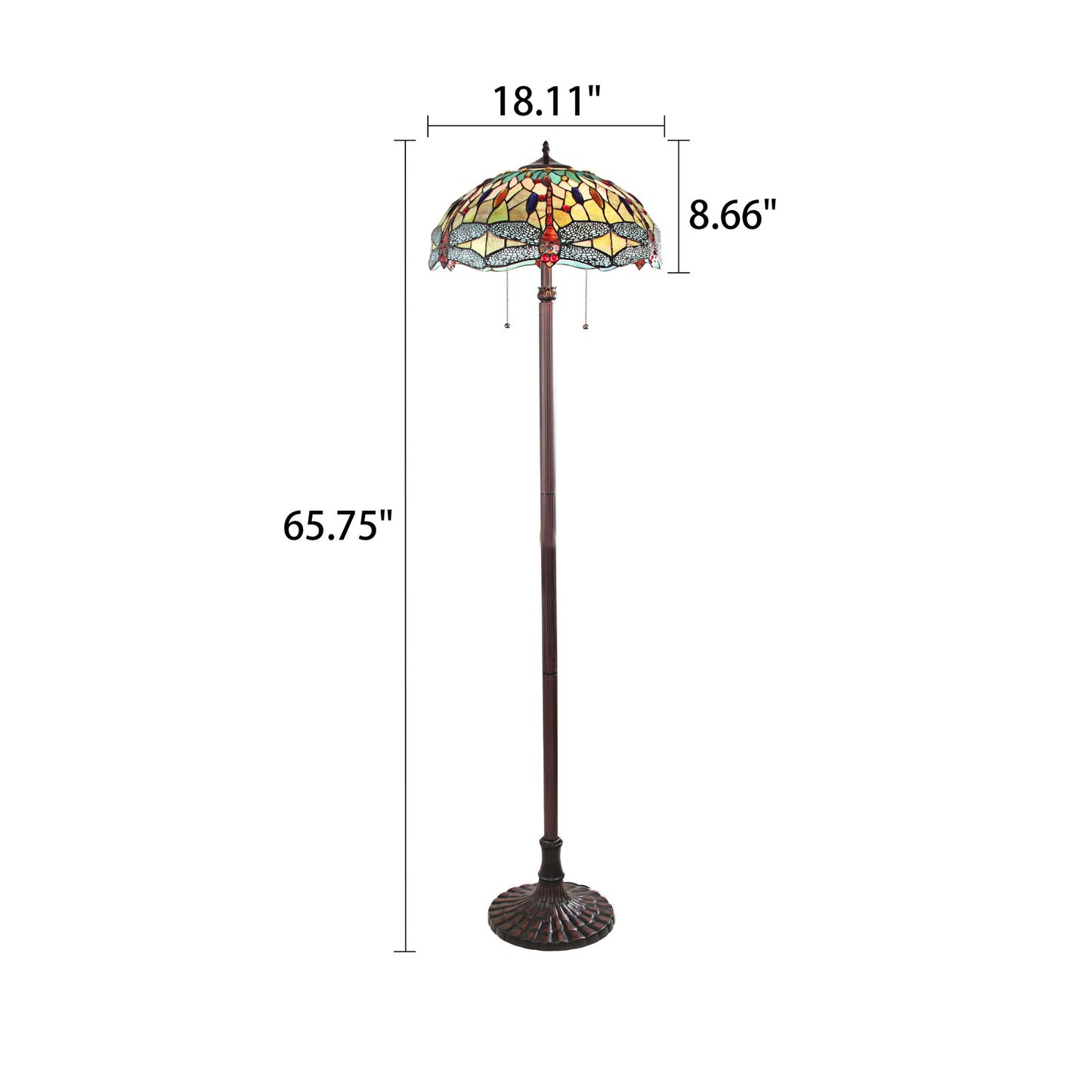65.1" Antique Vintage Style Stained Glass Floor Lamp