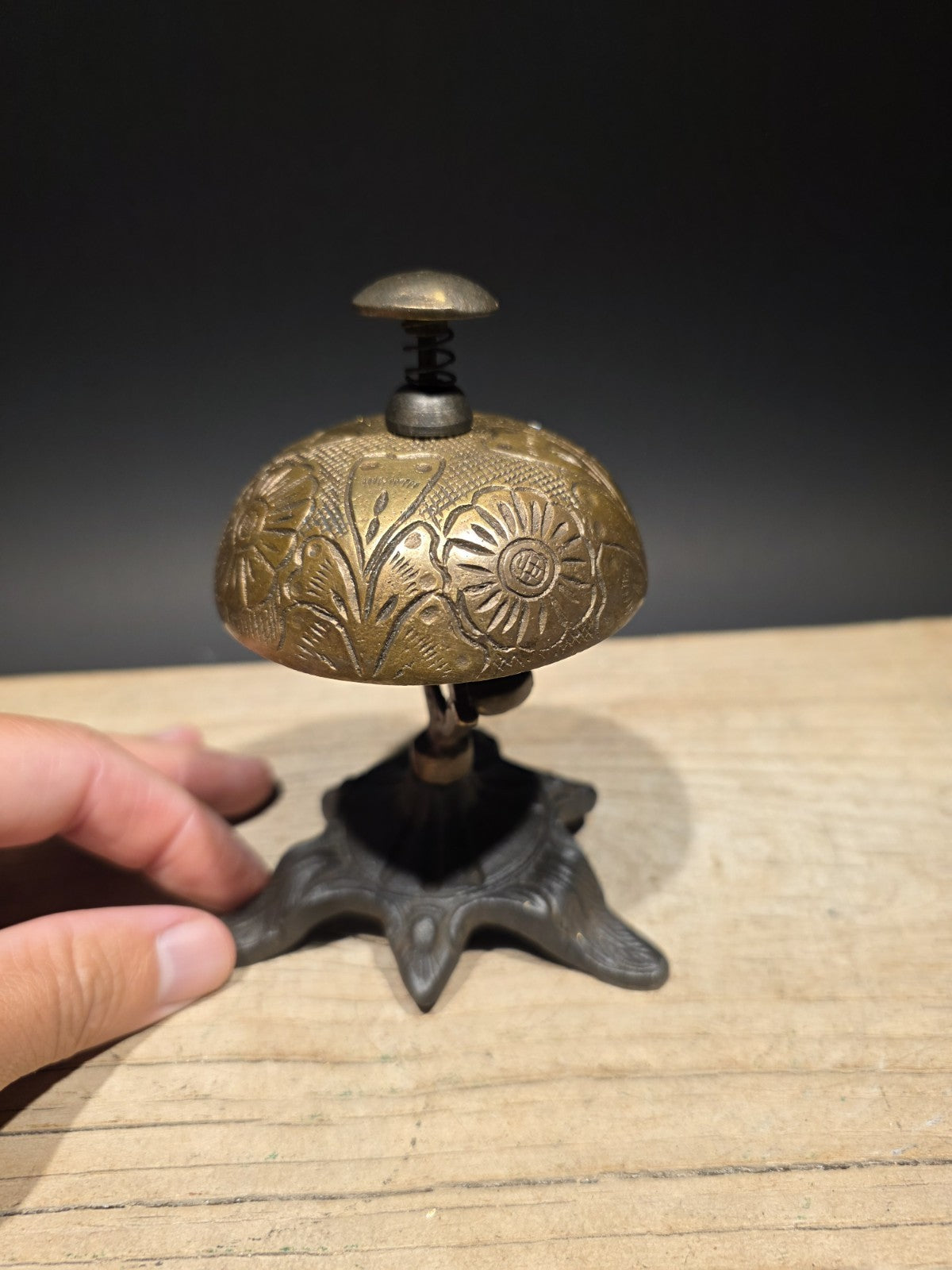 Antique Vintage Style Ornate Brass Table Desk Bell