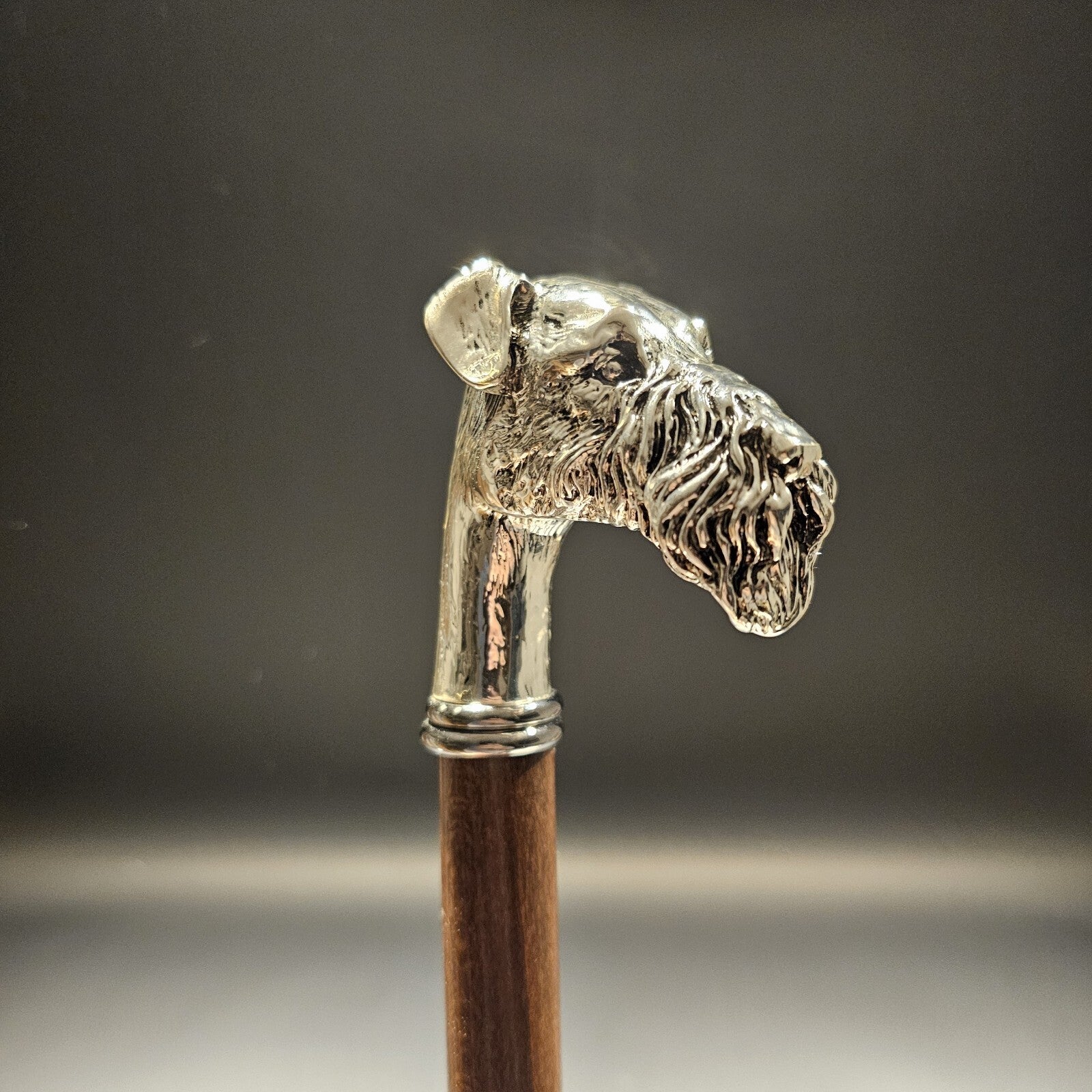 36" Antique Style Fox Terrier Dog Head Walking Stick Cane