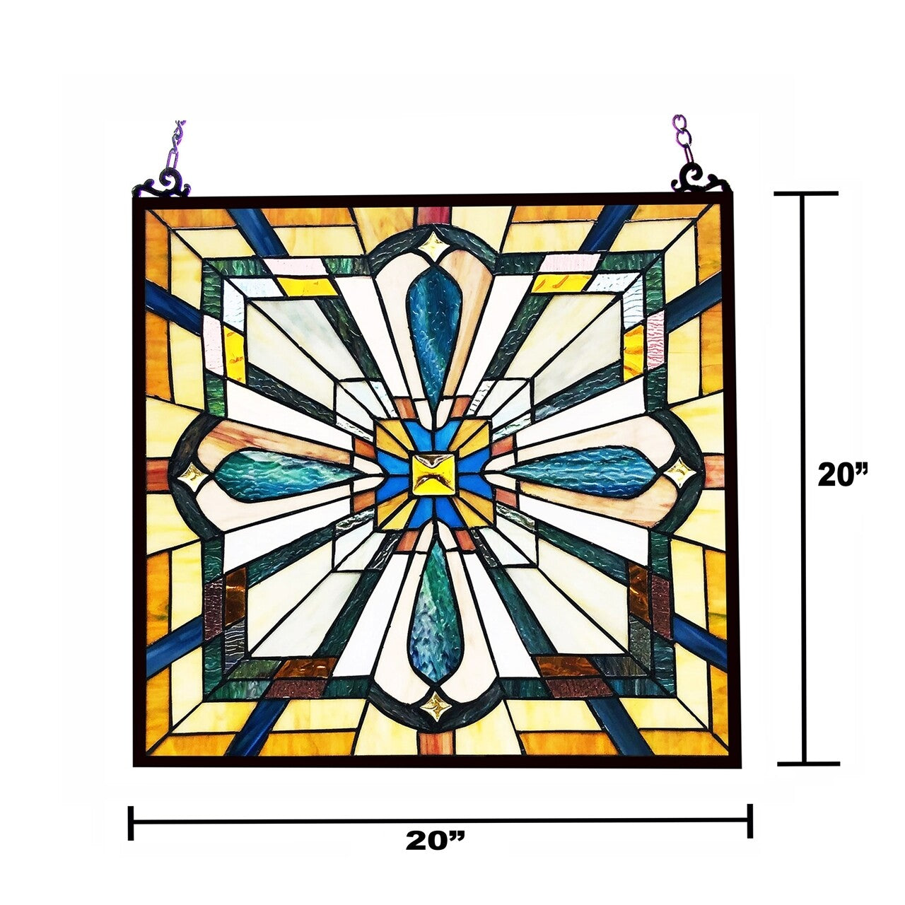 20" Square Panel Stained Glass Window Hanging Panel Suncatcher