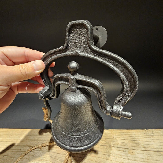 Antique Vintage Style Black Wall Mount Cast Iron Farm Bell