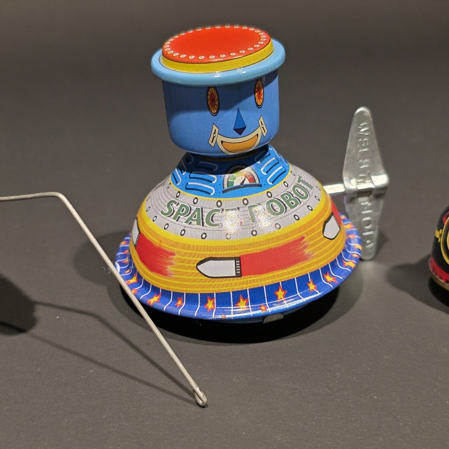 Vintage Tin Litho Wind-Up 5 Toy  Lot – Robot UFO Bird Train Cricket