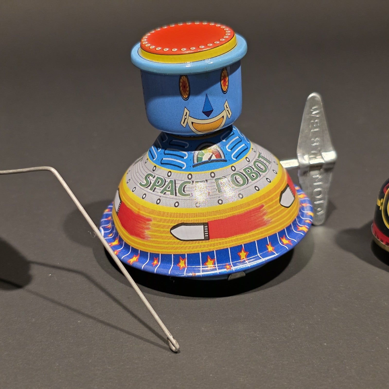 Vintage Tin Litho Wind-Up 5 Toy  Lot – Robot UFO Bird Train Cricket