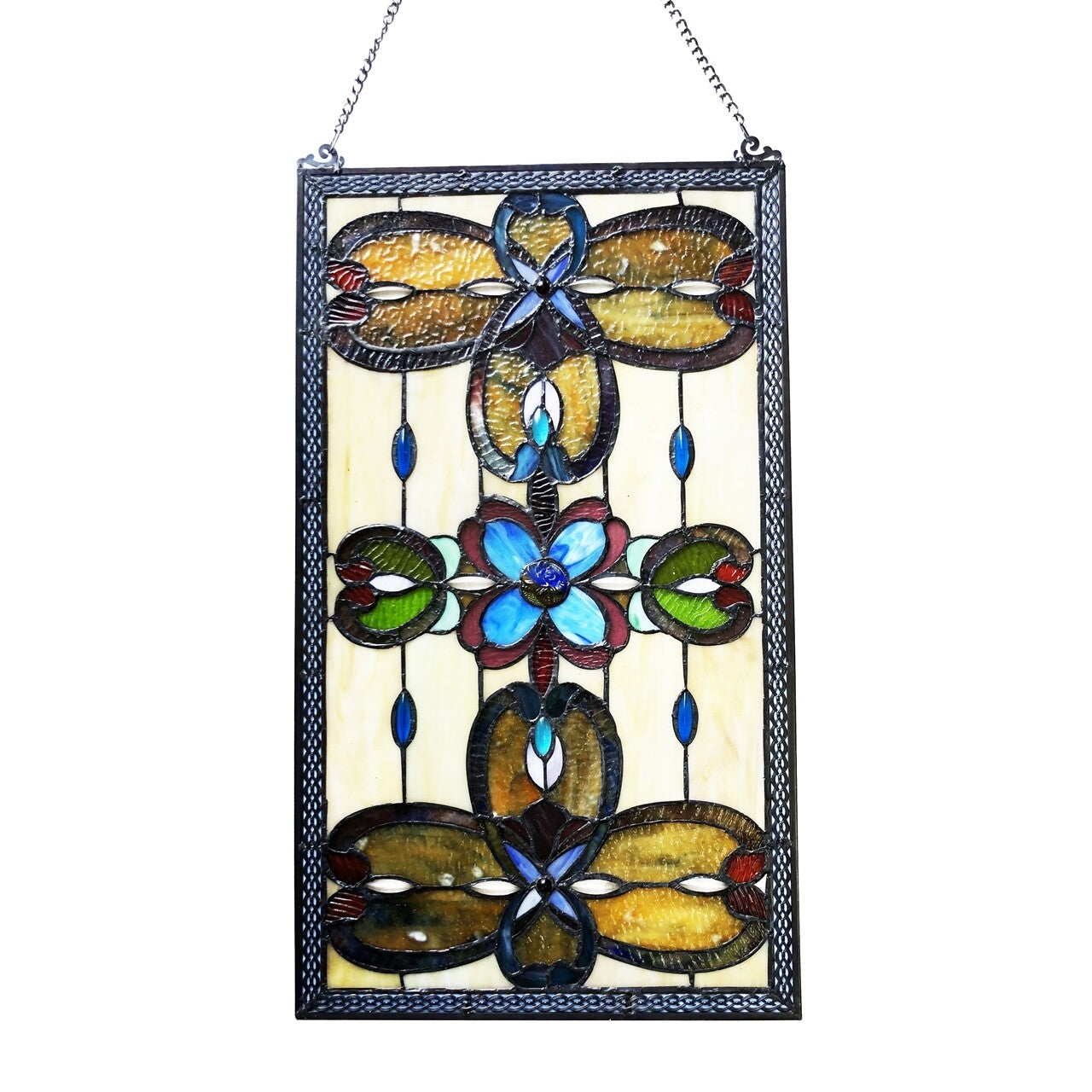 26" Antique Style Stained Glass Window Hanging Panel Suncatcher