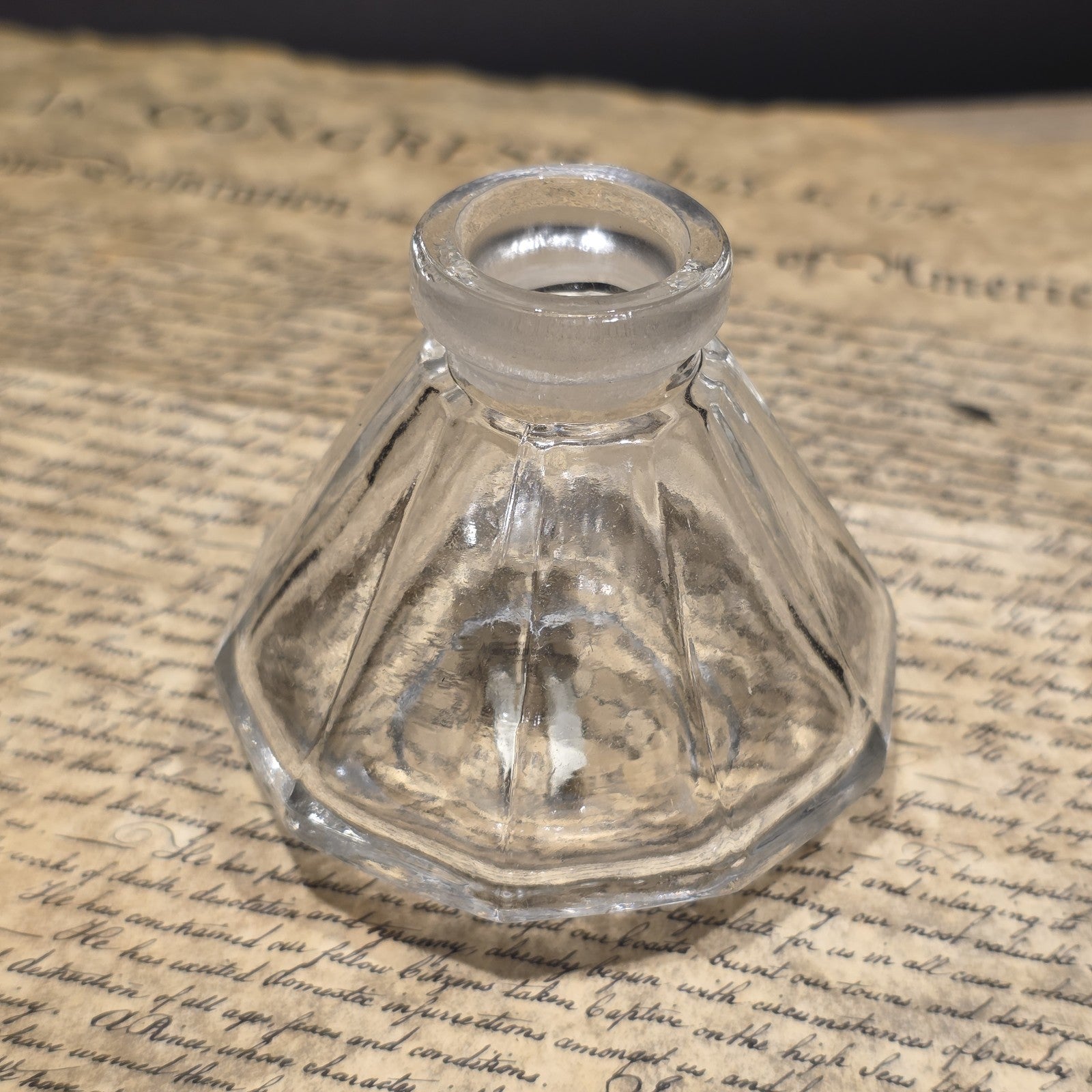3" Antique Style Glass Inkwell Desk Ink Bottle Writing Accessory