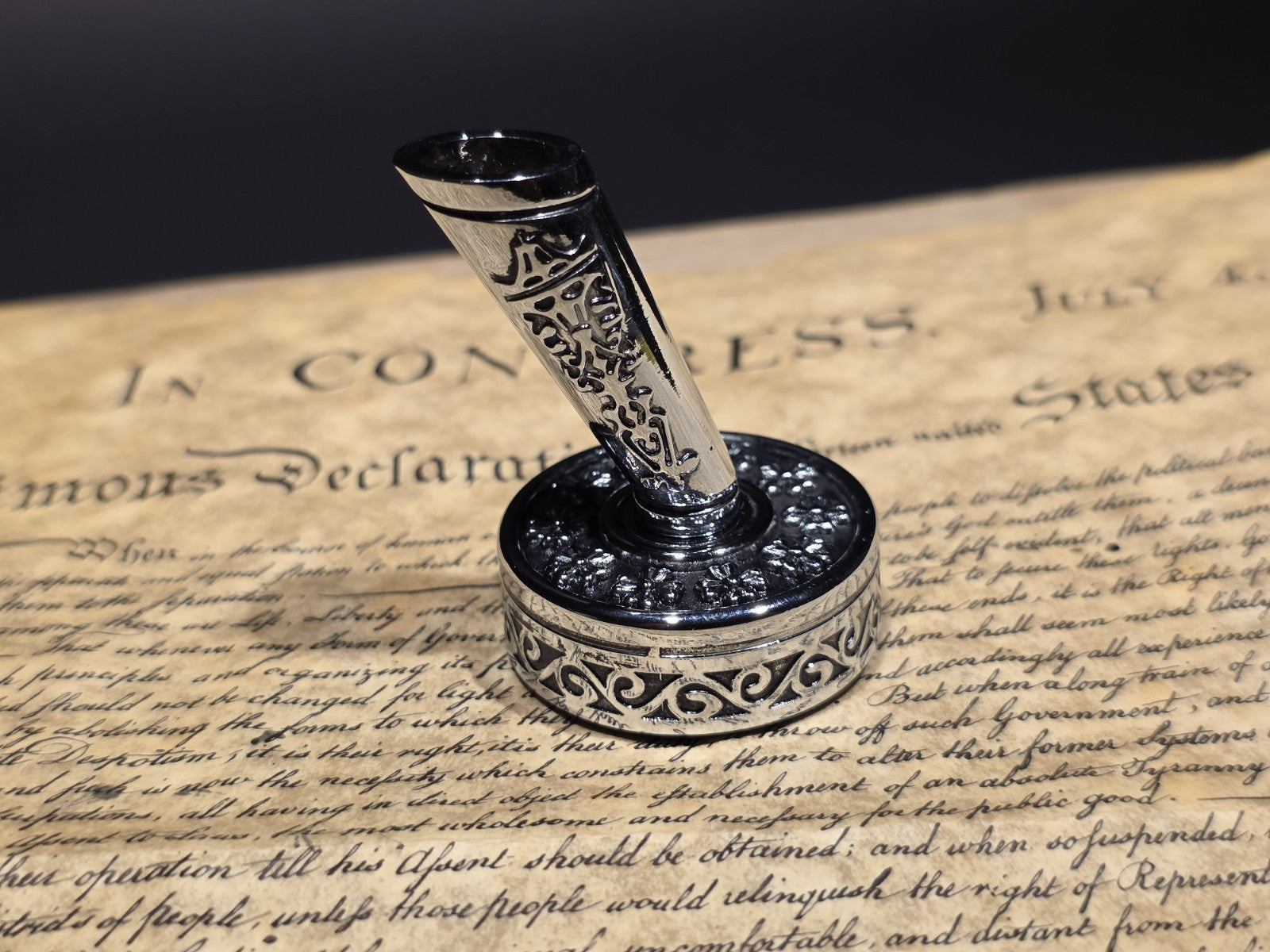Antique Style Silver Metal Single Fountain or Dip Pen Holder