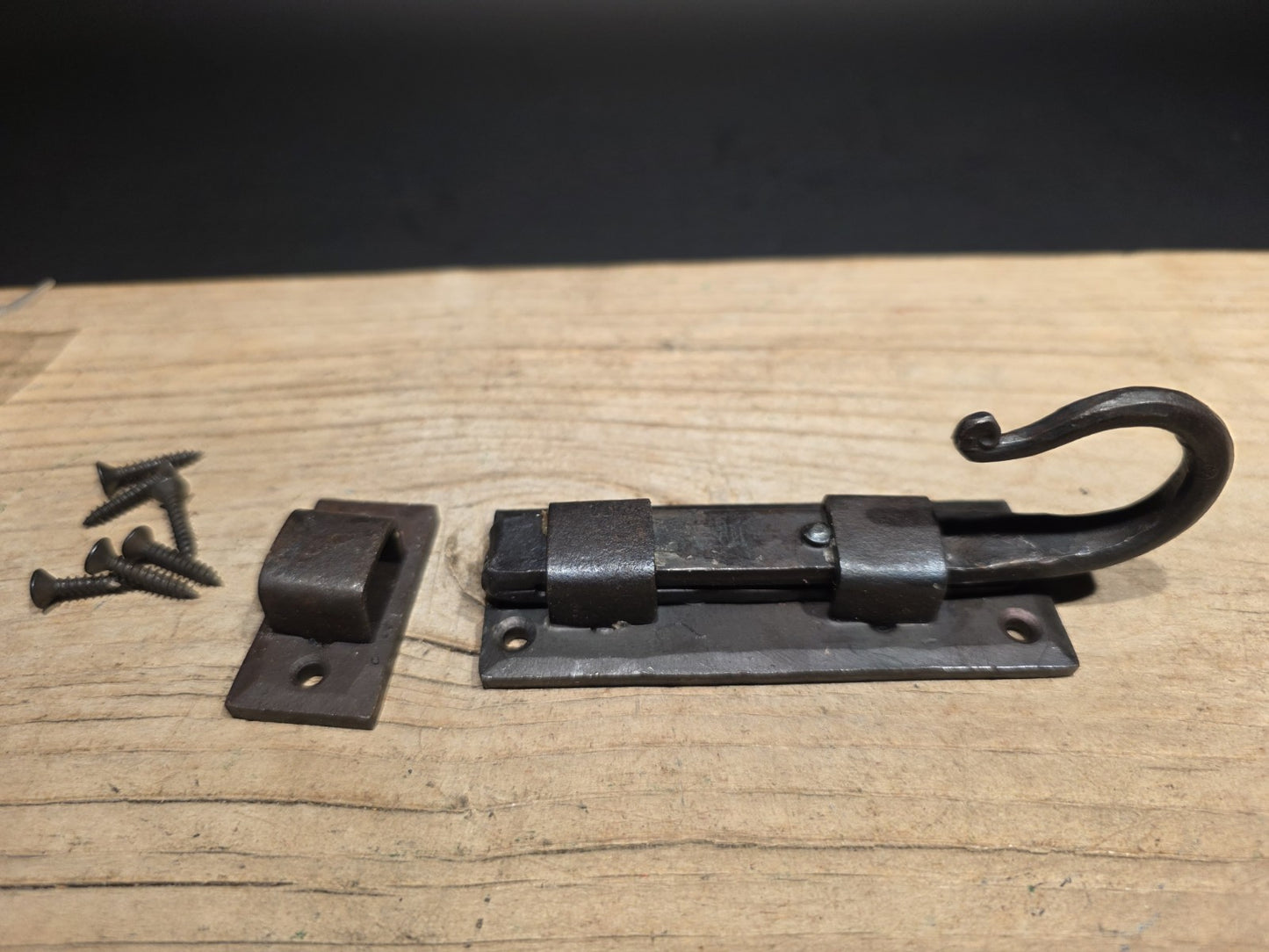 Antique Style Hand Forged Wrought Iron Slide Latch Rustic Barrel Bolt