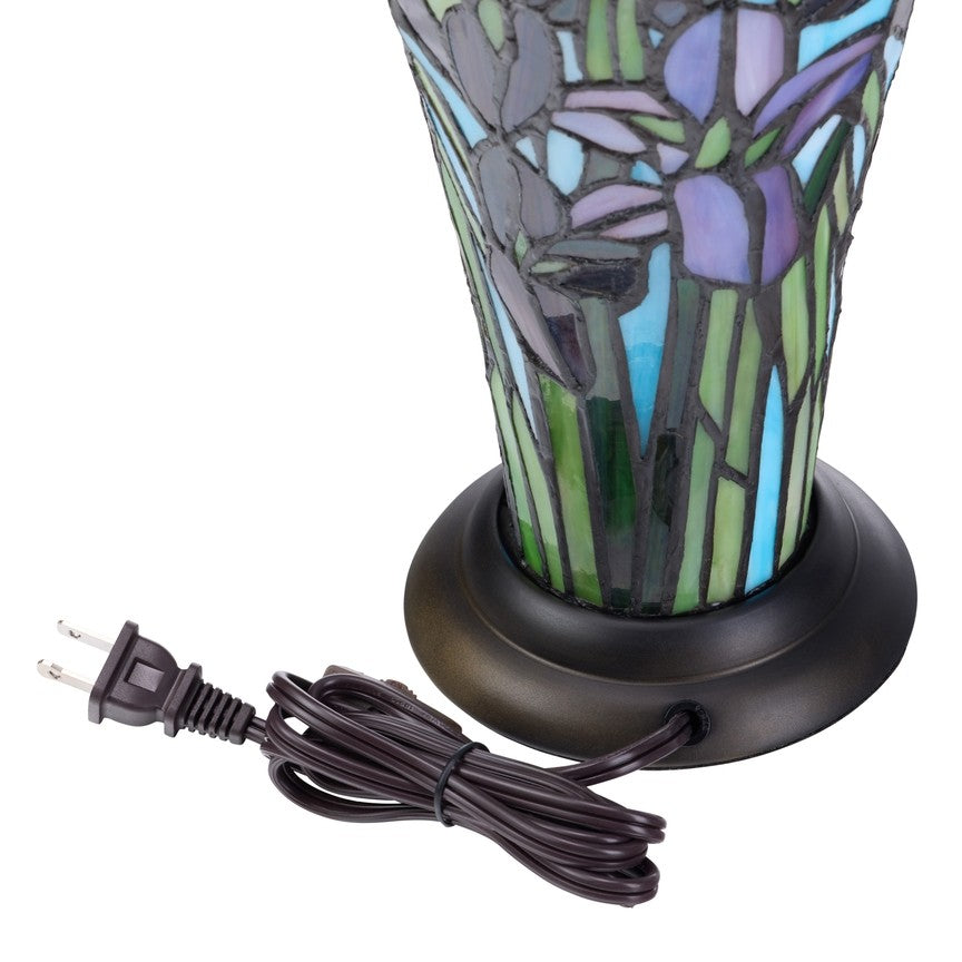 13.5"H Stained Glass Iris Up Light Table Lamp