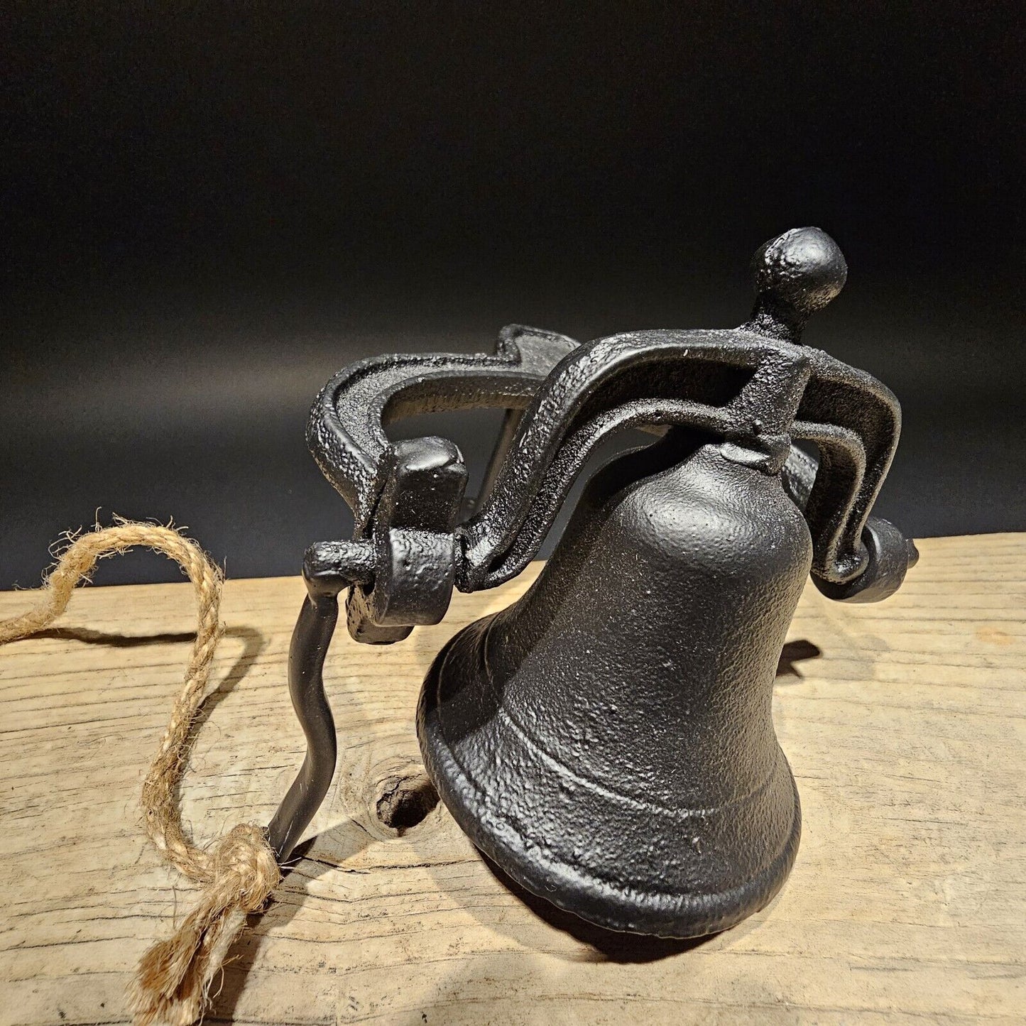 Antique Vintage Style Black Wall Mount Cast Iron Farm Bell