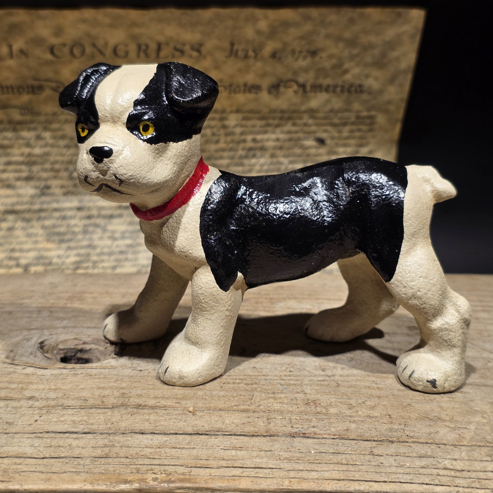 5" Antique Style Cast Iron Boston Terrier Dog Door Stop