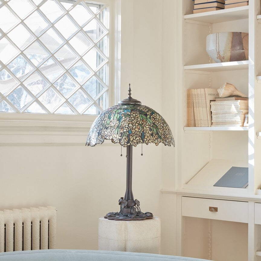 31.75"H Laburnum Antique Style Stained Glass Table Lamp