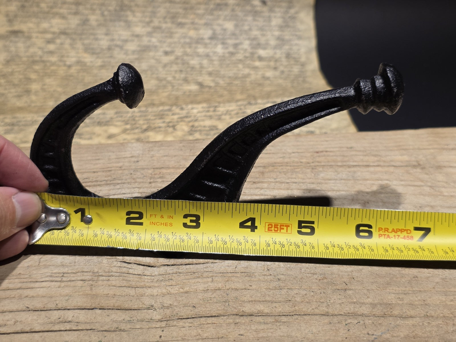 Vintage Style Black Cast Iron Wall Hook Hat & Coat Hanger
