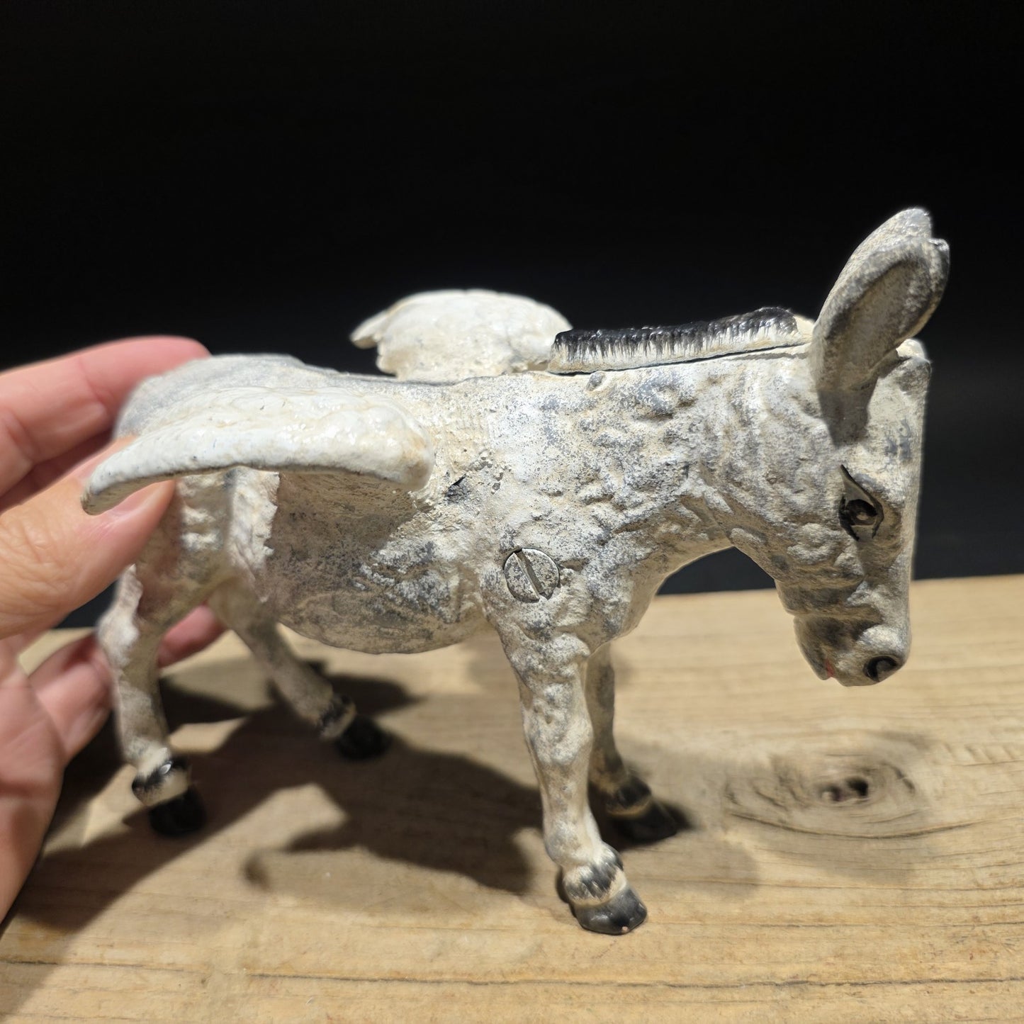 Antique Vintage Style Cast Iron Flying Donkey Coin Bank