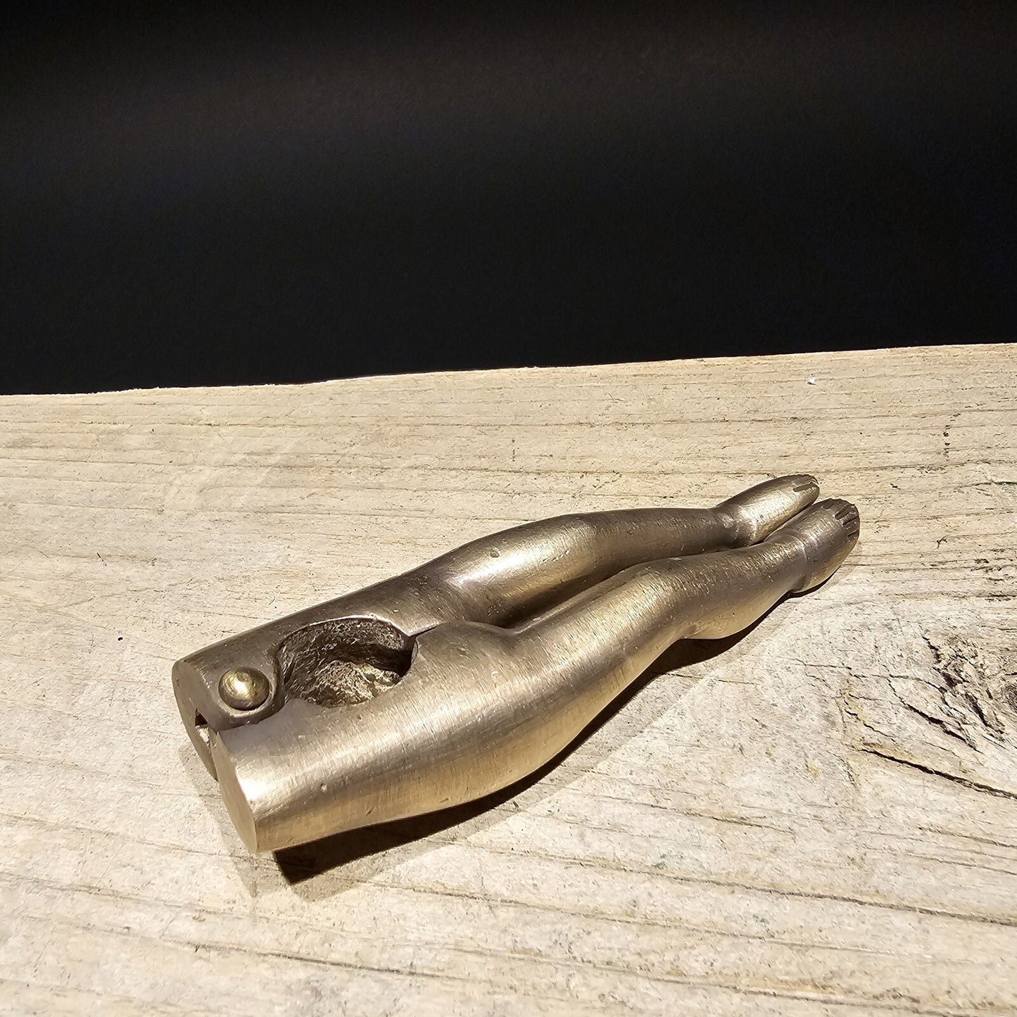 4" Antique Vintage Style Brass Risque Lady Legs Nut Cracker