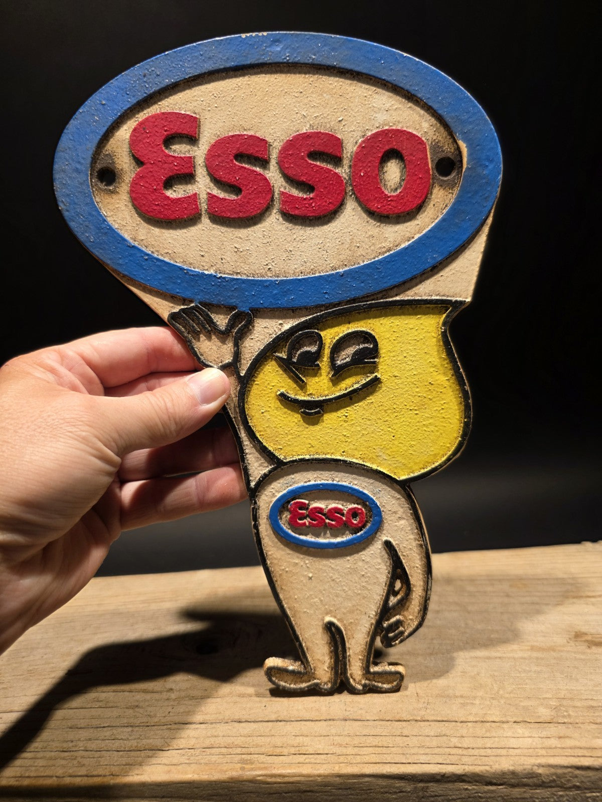 11" Vintage Style Gas Station Advertising Esso Oil Drop Cast Iron Sign