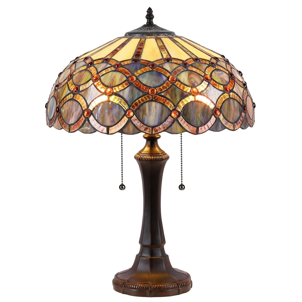 21.9" Antique Style Stained Glass Table Lamp 16.1" Shade