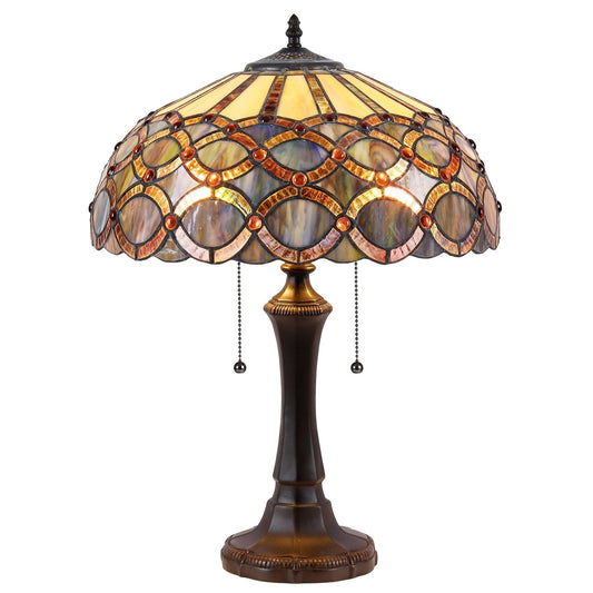 21.9" Antique Style Stained Glass Table Lamp 16.1" Shade