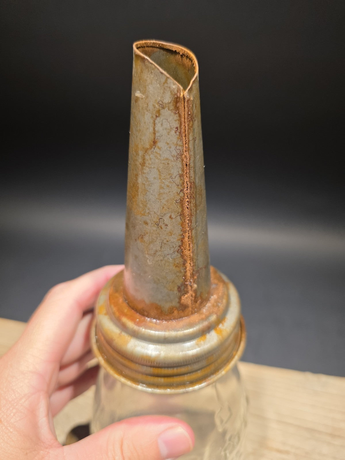 1930s Style Glass Farmall Oil Bottle w Spout
