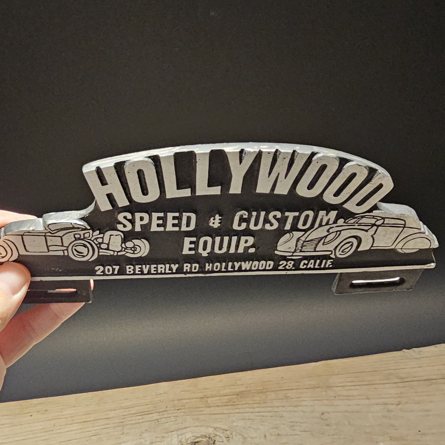 Vintage Style Aluminum Holywood License Plate Fob Topper